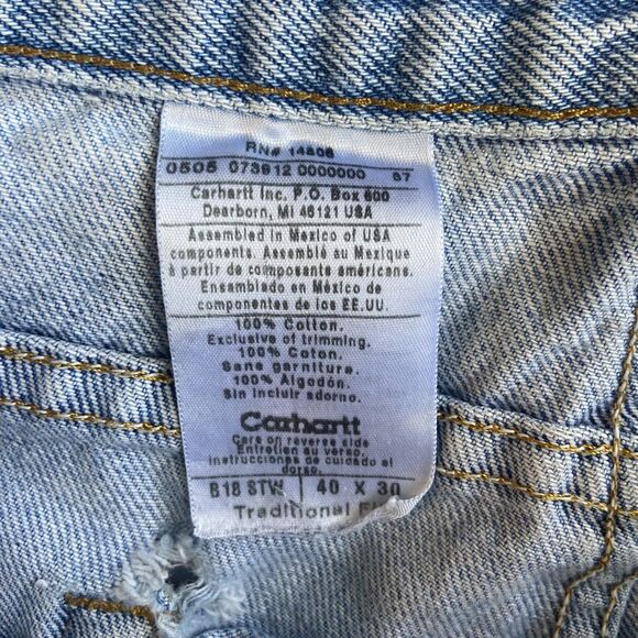 Carhartt B18 STW Traditional Fit Light Blue Denim Work Jeans Mens Size 40 x 30 - Picture 2 of 5